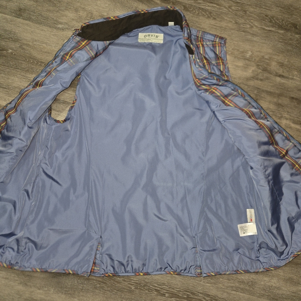 ORVIS Sunderland Vest Blue Quilted Plaid Zip Pockets Dog Walking Hiking‎ … - Picture 3 of 9